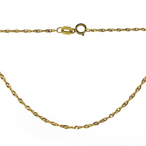 14K Solid Yellow Gold Singapore Chain Necklace, Finished Chain, Yellow Gold Finished Singapore Chain for Pendant (16 inches) SKU: 601317