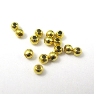 Gold Plated over Sterling Silver Beads,Spacer Beads,Gold Findings-Smooth Round Beads Spacer-2mm-Jewelry Making Supplies(50)SKU: 211015-02-VM