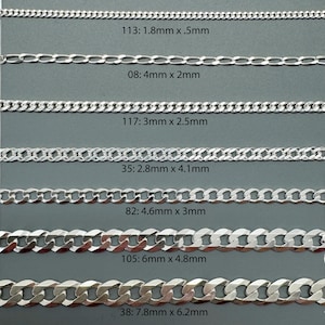 925 Sterling Silver Bulk Chains By The Foot-Permanent Jewelry-Unfinished Jewelry Making Chains-Jewelry Supplies-Over 100 Different Styles image 8