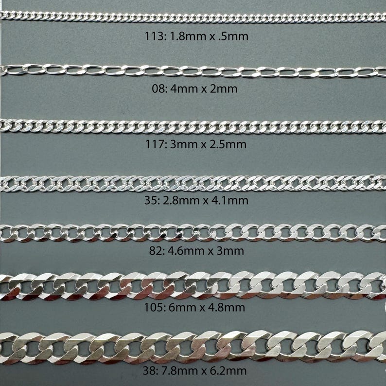925 Sterling Silver Bulk Chains By The Foot-Permanent Jewelry-Unfinished Jewelry Making Chains-Jewelry Supplies-Over 100 Different Styles image 8