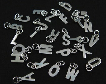 Initial Letter Charms-925 Sterling Silver Charm-Smooth Letter Charms-Jewelry Making Supplies,Findings-SKU: 201057