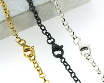 Sterling Silver Chain Necklace-3.5mm Rolo Chain Necklace, Gold plated over Sterling Silver, Oxidized silver (From 16" to 36") SKU: 601059