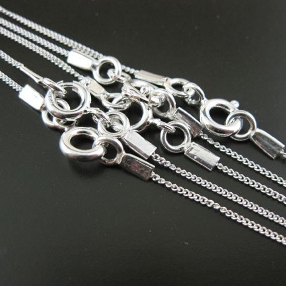 925 Sterling Silver Extra Long Necklace tiny Curb Finished