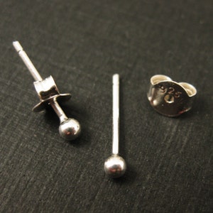 Classic Round Studs-Earring Findings,Simple Silver Studs, Earring Post Findings -2.5mm Ball Tip-Stud Posts - ( Two pairs) - SKU:203045