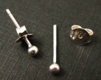 Classic Round Studs-Earring Findings,Simple Silver Studs, Earring Post Findings -2.5mm Ball Tip-Stud Posts - ( Two pairs) - SKU:203045