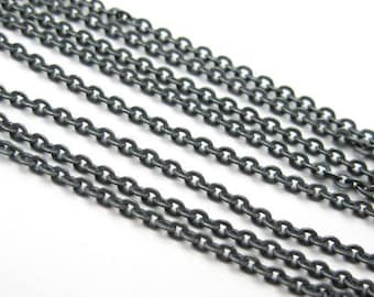 Oxidized Sterling silver chain - Solid Cable flat oval (36 inches or 3 feet )-SKU: 101029-OX