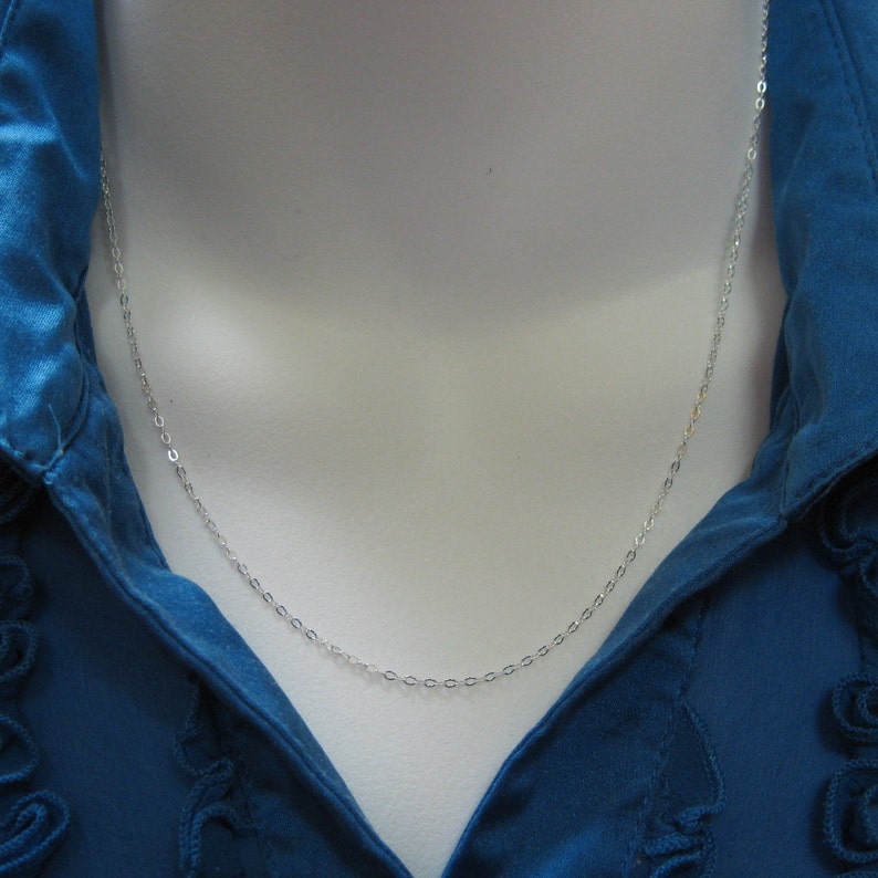 Finished Necklace for Pendant 1 pc 18 inches Cable Flat Oval Necklace Ready to Wear - SKU: 601043-18 925 Sterling Silver Chain