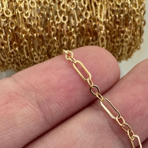 Gold Filled 3+1 Flat Cable Chain-Bulk Chain By The Foot-Unfinished Jewelry Chain-Permanent Jewelry-Gold Cable Chain-Delicate Jewelry Chain