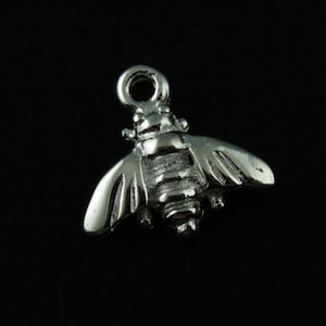 Sterling Silver Charm - Tiny Bumblebee Pendant - Findings (9mm - 1 pc) SKU: 201060