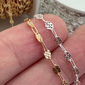 Textured Paperclip Chain-Bulk Chain By The Foot-Gold Filled Or Sterling Silver-Permanent Jewlery Chain-Bulk Supplies-Jewelry Making Chains