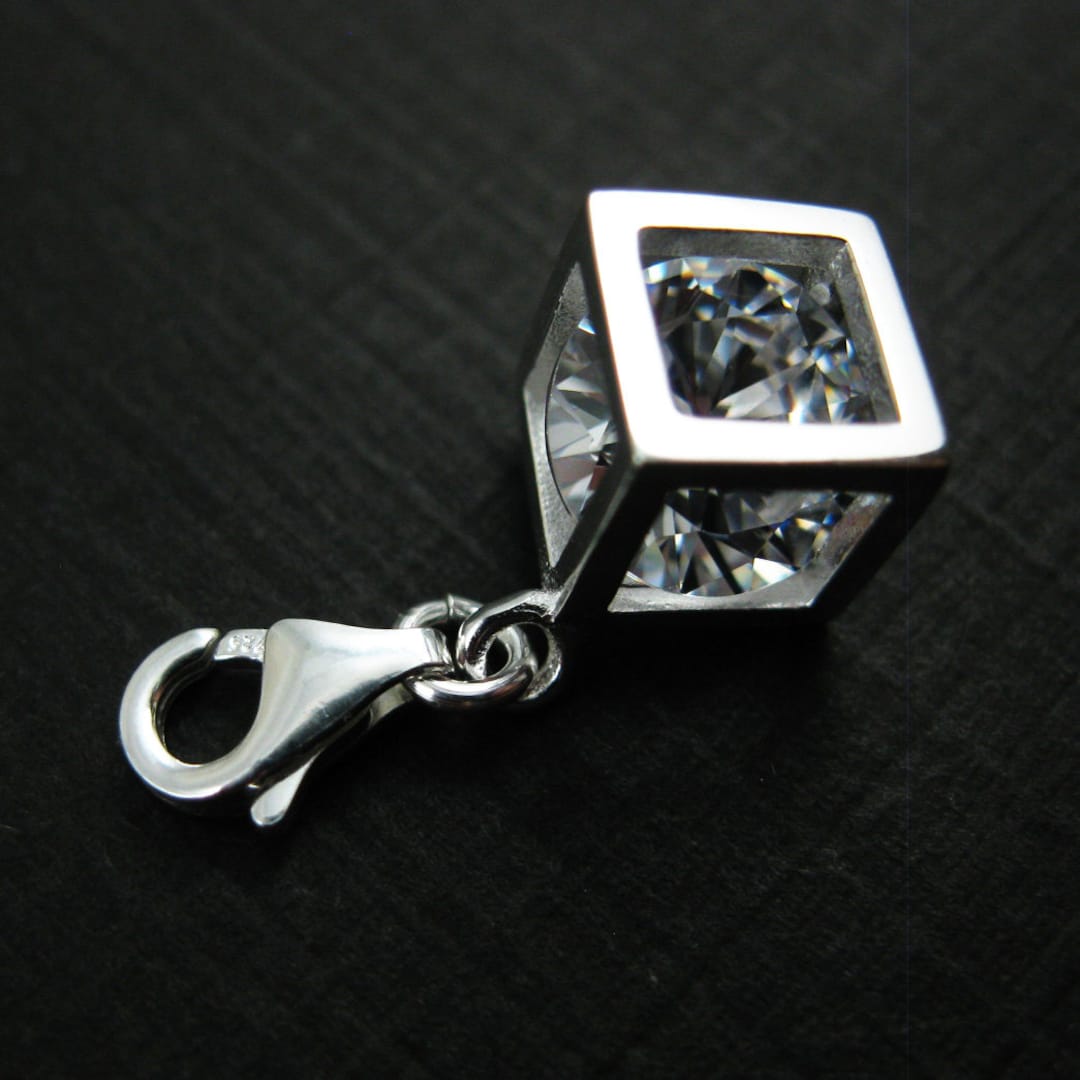 Clip on Charmsbracelet Charmsterling Silver Bracelet Charms,diamond Cube Charm Charm With