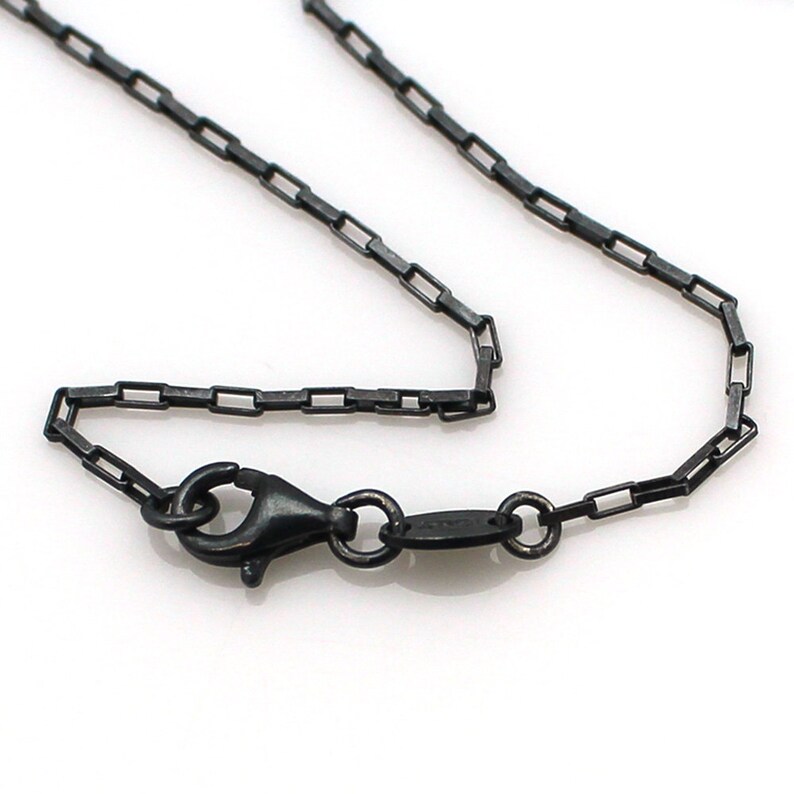 Finished For Pendant SKU: 601011-OX-18 small rectangle chain Oxidized Sterling Silver Chain 18 inches