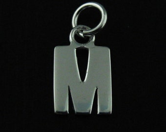 Charms, Letter Charms, Sterling Silver Charm - Initial, Smooth Letter Charms ( Letter M )-Jewelry Findings,Wholesale - SKU: 201057-M