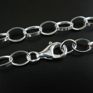 Sterling Silver Bracelet,Sterling Silver Necklace,Sterling silver Anklet - Chunky Flat Cable Rolo Chain 7 by 5mm - All Sizes - SKU: 601004