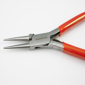 Tools- Beadsmith Round Nose Pliers with Spring - Red Handle - SKU: 501016