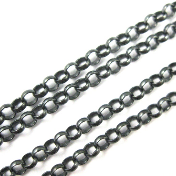 Sterling Silver 3.5mm Rolo Chain. Bulk unfinished sold by the foot.