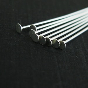 Headpins-Sterling Silver Flat Head Pins, T Pins,Flat Headpins- 26Ga - 1.5 inch-Jewelry Making Supplies,Findings (50pcs) SKU: 204401-2615