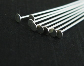 Headpins-Sterling Silver Flat Head Pins, T Pins -Flat Headpins- 27Ga - 1 inch -Jewelry Making Supplies(25 pcs) SKU: 204401-2710