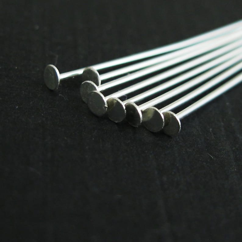 Headpinssterling Silver Flat Head Pins T Pins 27ga 1 Etsy