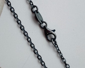 Sterling Silber Halskette -Oxidiertes Sterling Silber-2,3 mm Starke Flachkabel Kette-Fertige Halskette, Bereit zu tragen-20 Zoll-SKU: 601051-OX-20
