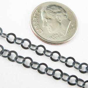 Sterling Silver Chain ,Oxidized,Vintage Style,  Unfinished Bulk Cable Chain - 3.5 by 3.5 mm Flat Circle Chain ( 3 feet ) SKU: 101015-OX