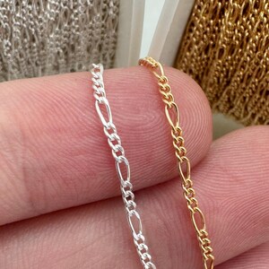 1.4mm Figaro Chain-Sterling Silver Or Gold Filled-Bulk Chain By The Foot-Unfinished Chain-Permanent Jewelry Chain-Tiny Figaro-Jewelry Supply