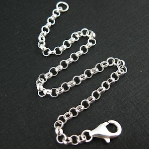 シルバー オープンワーク チャーム 約4.5cm x 3cm 925 Sterling Silver Charm Bracelet-3.5mm Finished Rolo