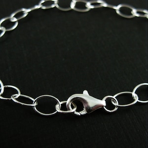 Sterling Silver Bracelet, Silver Charm Bracelet, Strong Cable Chain Bracelet- Round Oval Cable Chain (8.5 inches) 8 by 6mm - SKU: 601046-8.5