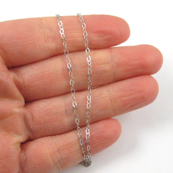 Rhodium Plated Over 925 Sterling Silver Chain, Necklace-cable Flat