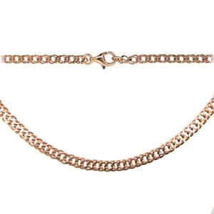May include: A rose gold curb chain necklace with a lobster clasp.