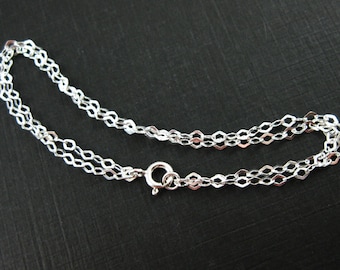 925 Sterling Silver Double Strands Chain Bracelet -Sterling Fancy Double Diamond Cable Chain Bracelet-3mm- (1pc)