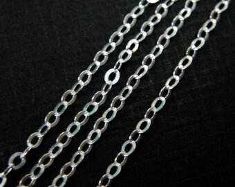 Sterling Silver Chain, Gold plated, Rhodium plated, Flat Cable chain, Popular Chain (75 feet) 20% OFF-Jewelry Supplies Wholesale-SKU: 101021