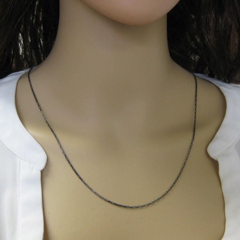 Finished For Pendant SKU: 601011-OX-18 small rectangle chain Oxidized Sterling Silver Chain 18 inches