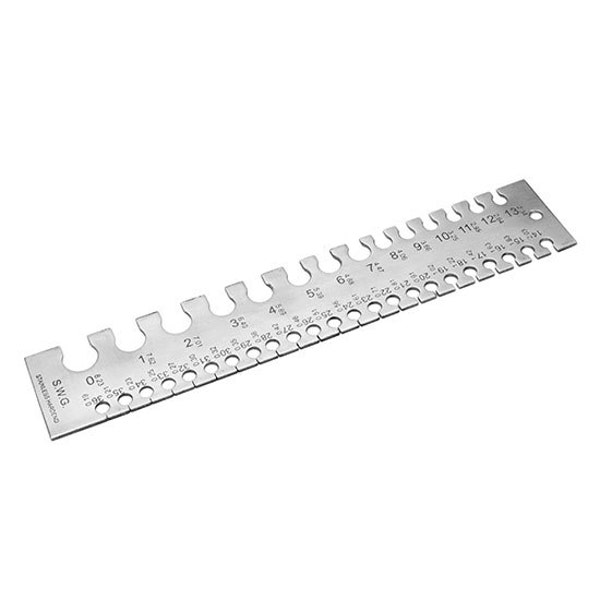 Wire Gauge Ruler, Stainless Steel S.W.G Gauge Measure Wire and Findings - 0-36 Gauge - SKU:501033