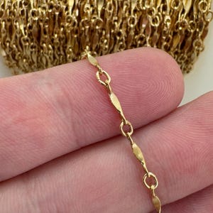 14K Gold Filled Dapped Bar Chain-Bulk Chain By The Foot-Unfinished Jewelry Chain-Permanent Jewelry-14K Gold Filled Jewelry Chain-Bulk Supply
