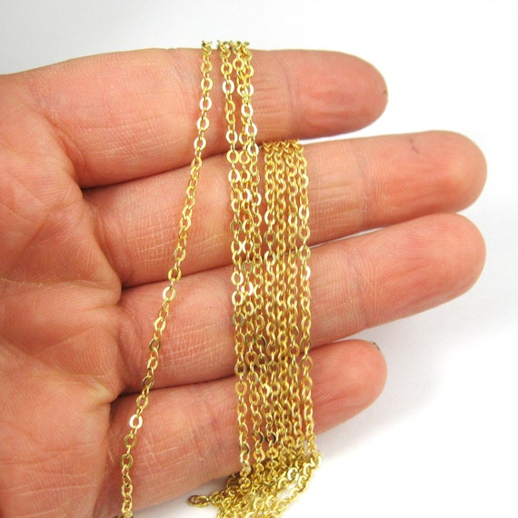 Gold Vermeil Chain gold Plated Silver Chain strong Flat Cable