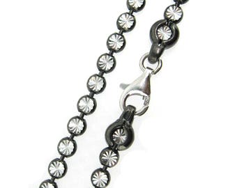 Oxidized Sterling Silver Bracelet, Anklet, Necklace - Unique Tennis Chain - For Lady or Gentleman (All sizes available) SKU: 601048-OX