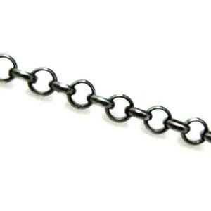 Oxidized Sterling Silver Chain, Rolo Chain-Dark Oxidized Chain, Bulk Unfinished Chain by the foot  - 2mm - 5% Off (10 feet) SKU: 101005-OX