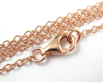 Rose Gold Necklace-Gold plated Sterling Silver Chain-Rose Gold Chain, 2mm Strong Cable Oval Necklace-All Sizes (16-36 inches) SKU: 601019-RG