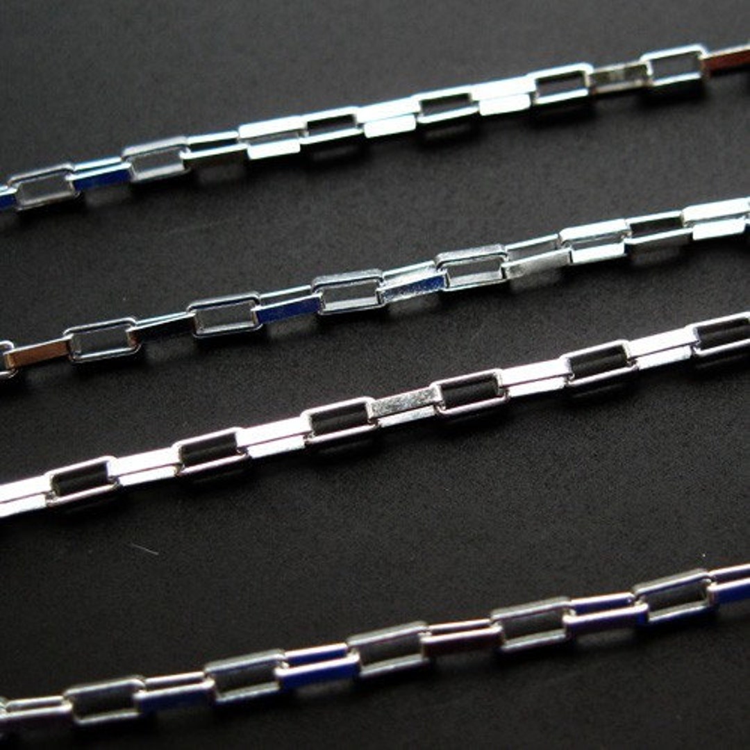 long box rectangle sterling silver chain
