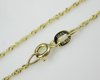 Gold Necklace,Gold Chain-10KT Solid Yellow Gold Chain Necklace -Singapore Chain-Finished for pendant-Made in Italy-18" - SKU: 601300-18