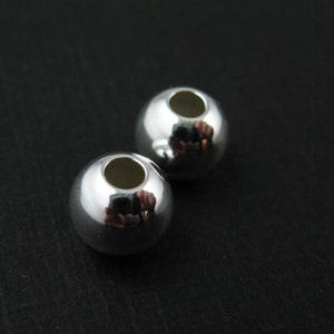 Sterling Silver Spacer Beads, Sterling Silver Findings 8mm Smooth Round Beads - SKU: 211015-08