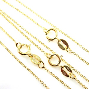 Gold Chain-Vermeil-Gold plated over Sterling Silver Necklace-Tiny Plain Cable Oval-Finished Necklace-20 inches (1 pc) SKU: 601009-VM-20