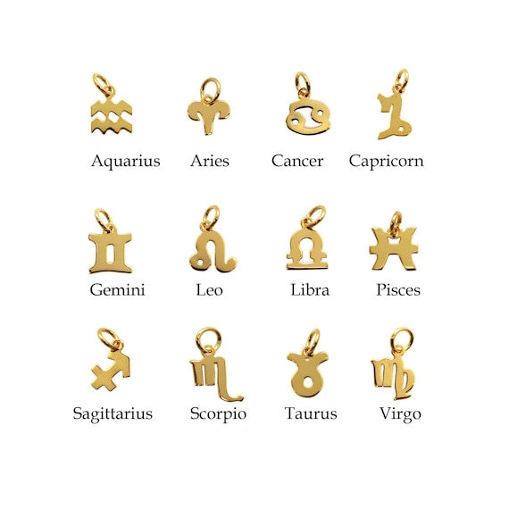 Gold Plated Sterling Silver Zodiac Charm 1 pc SKU: 201211-VM-GEM Birthday Pendant Gold Gemini Zodiac Charm Astrological Sign Charm