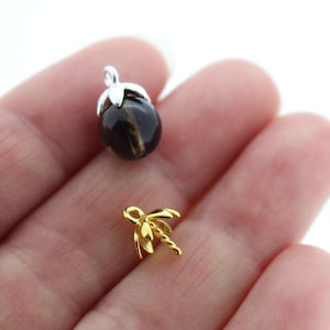 Sterling Silver or Gold over Sterling Silver Small Flower Bead Cap Bail with Post - 7mm (1 pc) SKU:219216