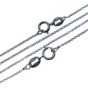 Oxidized Sterling Silver Chain, Tiny Plain Cable Chain,Fine Chain 1mm -Black Necklace Chain-Oxidized Chain Necklace-SKU: 601009-OX