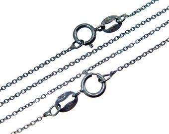 Oxidized Sterling Silver Chain, Tiny Plain Cable Chain,Fine Chain 1mm -Black Necklace Chain-Oxidized Chain Necklace-SKU: 601009-OX