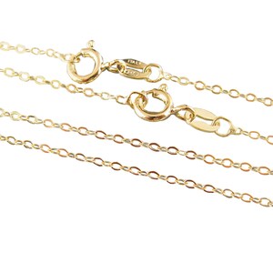 Gold Necklace Chain, Gold Plated, Vermeil-Sterling Silver Chain Necklace-Cable Flat Oval-Finished Necklace-18 inches(1 pc) SKU: 601043-VM-18