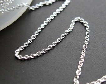 925 Sterling Silver Chain-Beading Chain-Unfinished Bulk Chain-Jewelry Making Chain-Tiny Plain Cable Oval-Cable Chain (10 feet)-SKU: 101009