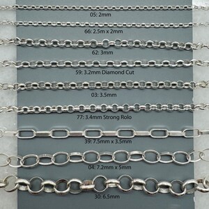 925 Sterling Silver Bulk Chains By The Foot-Permanent Jewelry-Unfinished Jewelry Making Chains-Jewelry Supplies-Over 100 Different Styles image 12